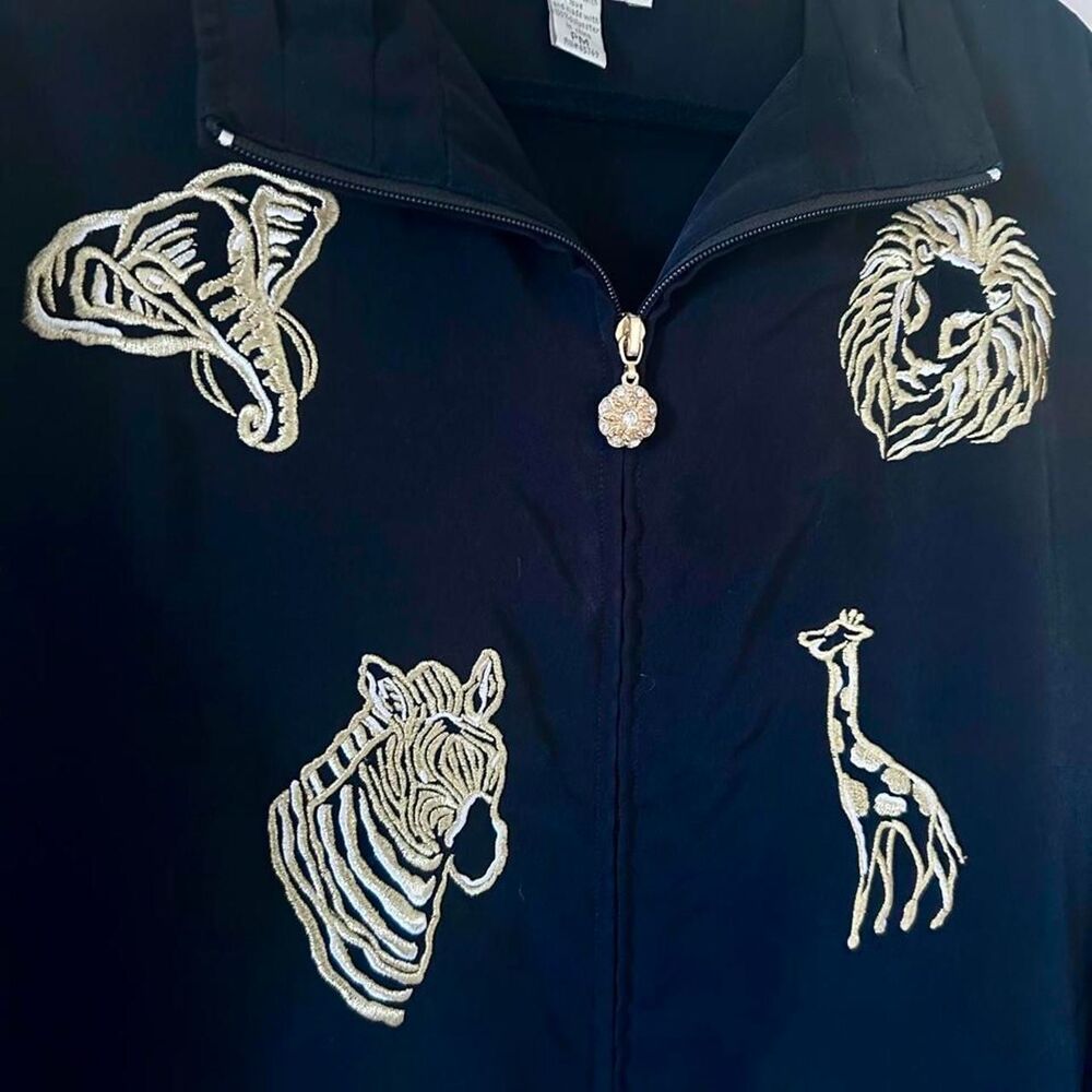 Vintage 90s Mureli Safari Embroidered Animal Jacket Junglecore M